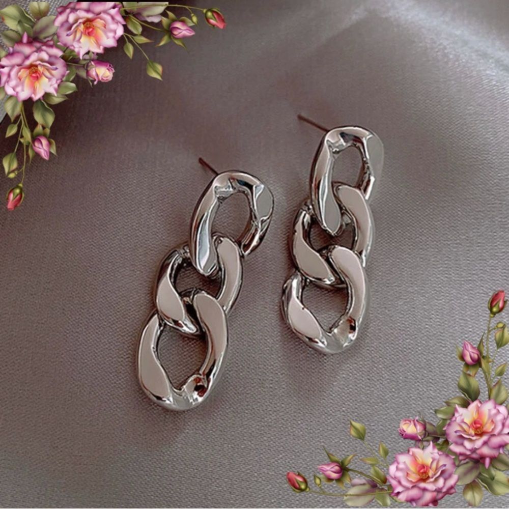 Stainless Steel Chain Thread Tassel Earrings In Minimalistic‎ style